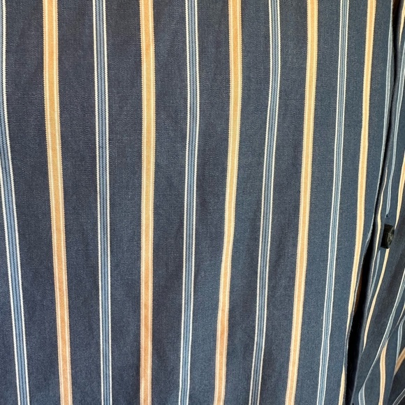 Kenneth  Roberts Platinum Button Up Long-sleeve Men's XL Blue Tan Stripe Shirt - Picture 9 of 10